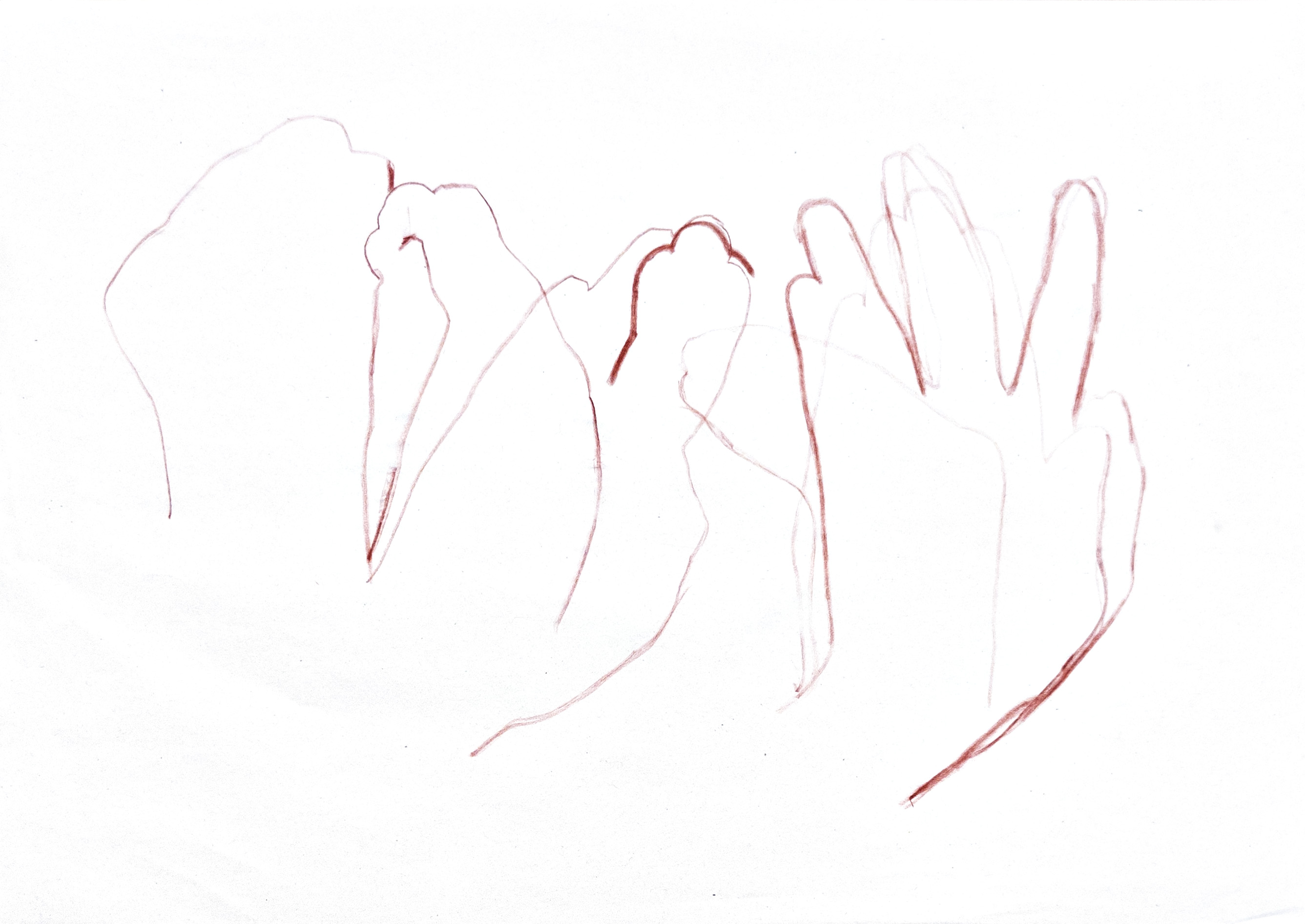 outlined drawing of a hand